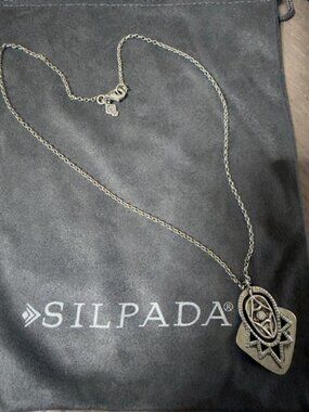 Silpada Retired "Art Deco" Geometric Chevron Shield Necklace N2801 18"